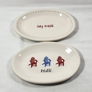 NEW RAE DUNN JULY FOURTH / BREATHE SNACK PLATE  ARTISAN COLLECTION BY MAGENTA